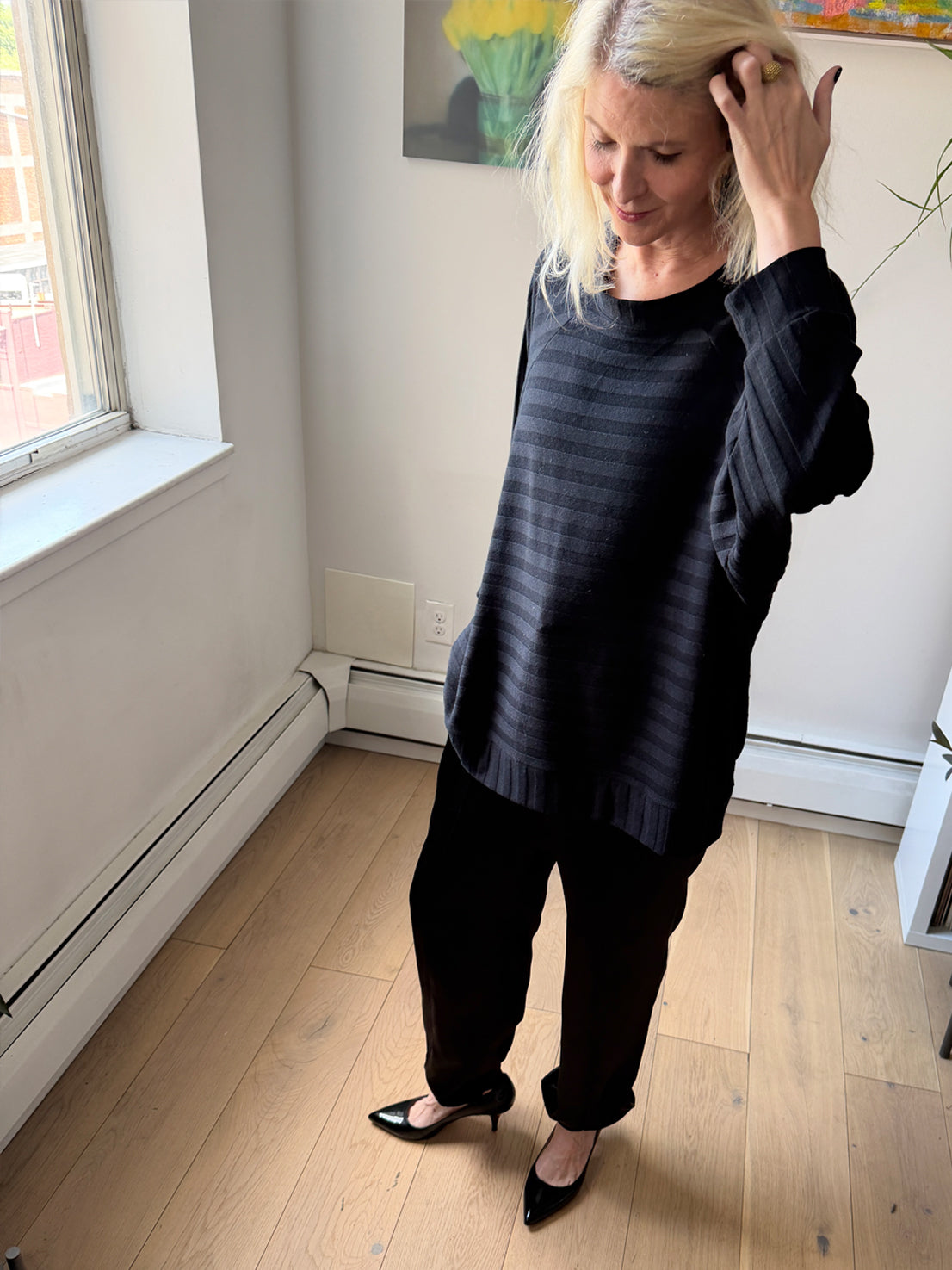 Bradford Summer Sweatshirt - Black Accordion Knit
