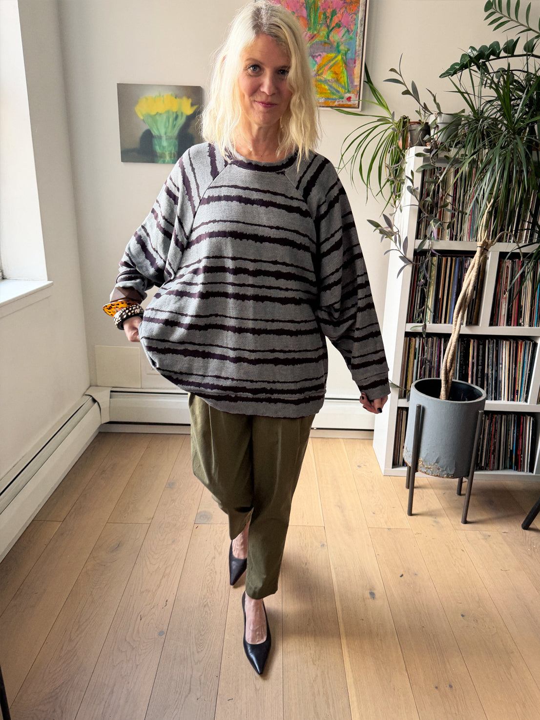 Bradford – Grey Wicked Stripe sweatshirt, front view