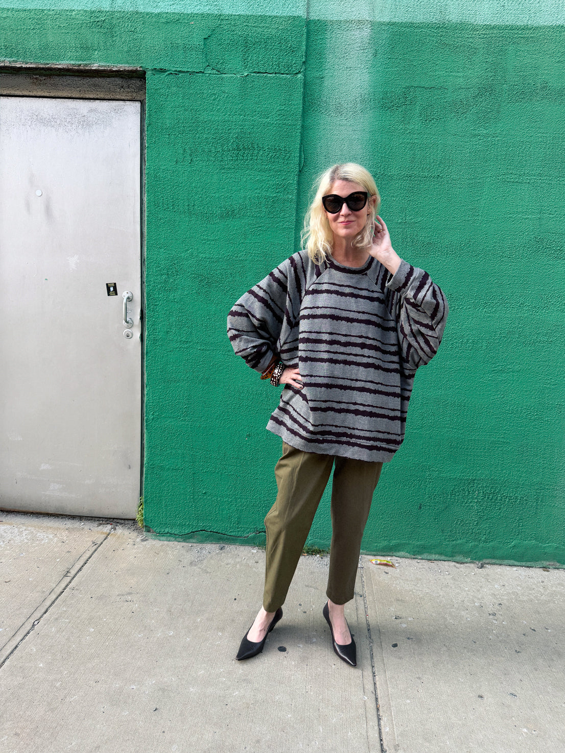 Bradford – Grey Wicked Stripe sweatshirt, front view