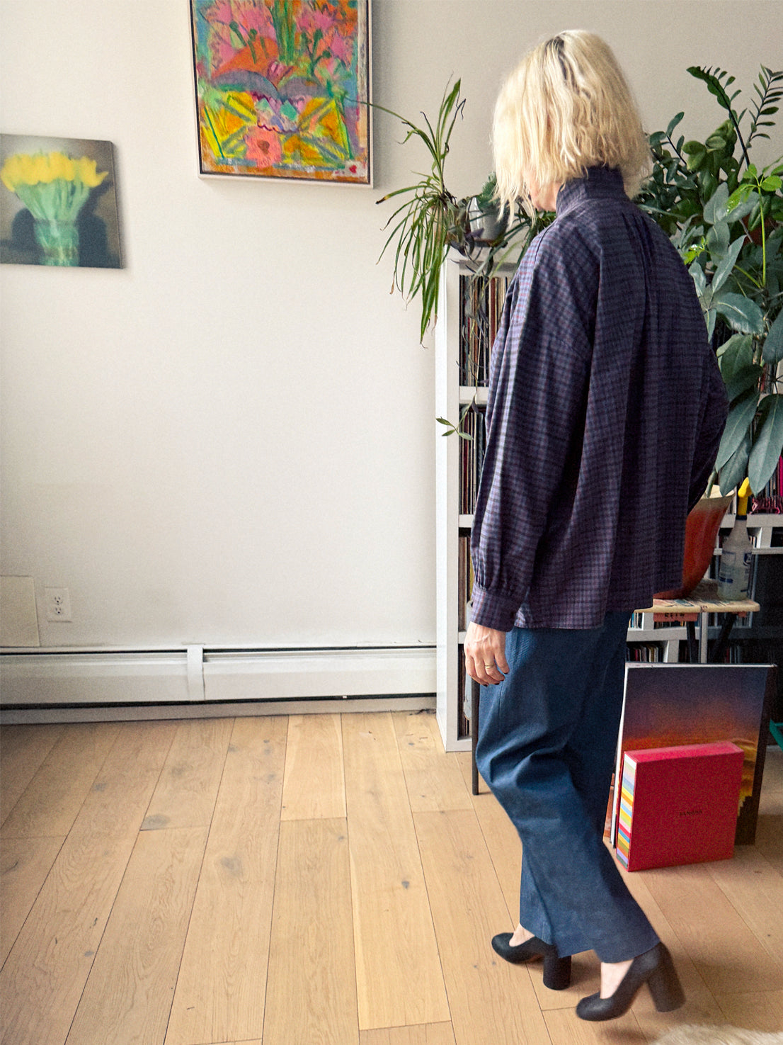 Riley Jacket Top - GreyBlue Plaid