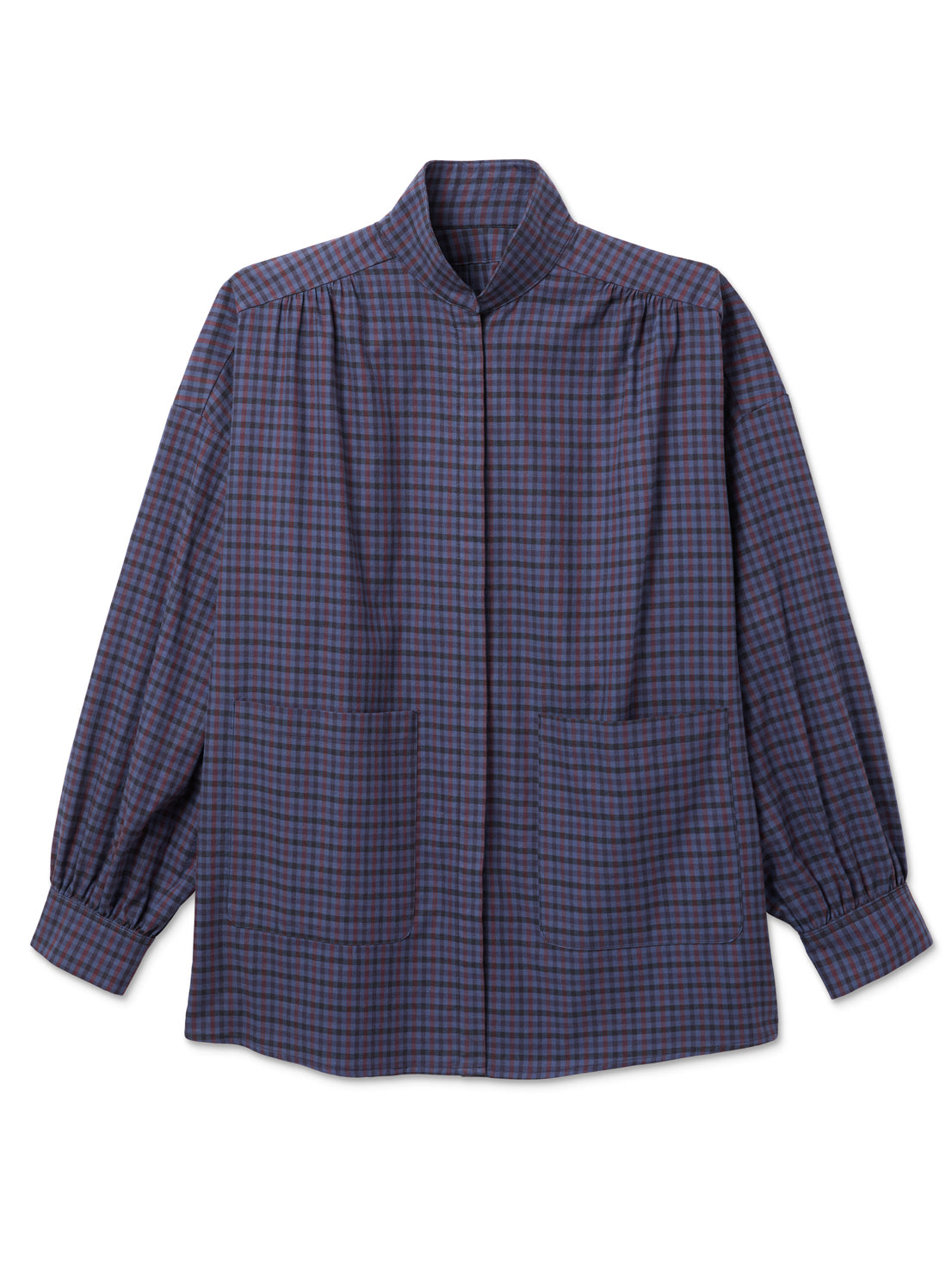 Riley Jacket Top - GreyBlue Plaid